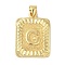Rack Plating Brass Pendants, Long-Lasting Plated, Lead Free & Cadmium Free, Square with Letter Charms, Letter G, 24x17x2.5mm, Hole: 4x3.5mm