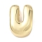 Brass Initial Beads, Real 18K Gold Plated, Long-Lasting Plated, Rack Plating, Lead Free & Cadmium Free, Letter U, 21x15.5x6.5mm, Hole: 8.5x4.5mm