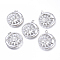 Brass Pendants, with Jump Rings, Cadmium Free & Lead Free & Nickel Free, Long-Lasting Plated, Sun with Moon, Platinum, 28x25x4mm, Hole: 3.4mm
