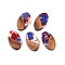 Transparent Resin and Walnut Wood Pendants, Oval Charms with Gold Foil, Colorful, 22x12.5x3.5mm, Hole: 2mm