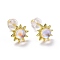 925 Sterling Silver Sunflower Stud Earring Findings, Clear Moonstone Dainty Earrings for Girl Women, Golden, 7.5x3.4mm, Pin: 0.8mm
