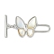 Brass Micro Pave Clear Cubic Zirconia Toggle Clasps, with Shell & Enamel, Butterfly, Platinum, Butterfly: 15x26x3mm, Hole: 1.6mm, Bar: 18x3.5x1.5mm, Hole: 1mm