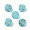 Synthetic Turquoise Beads, with Golden Tone Brass Slices, Flat Round with Letter, Letter V, 15x5.5mm, Hole: 1.4mm