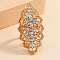 Geometric Hollow Alloy Rhinestone Finger Rings, Light Gold, Clear