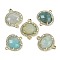 Natural Flower Amazonite Faceted Oval Links, Rack Plating Brass Micro Pave Clear Cubic Zirconia Connector Charms, Golden, 20.5x17.5x4.5mm, Hole: 1.6mm