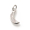 Brass Micro Pave Clear Cubic Zirconia Pendants, with Jump Ring, Long-Lasting Plated, Lead Free & Cadmium Free, Moon Charms, Platinum, 13.5x6.5x1.5mm, Hole: 3.5mm