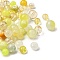 Transparent Glass Beads, Mixed Shapes, Yellow, 5.5~16x6~11.5x6.5~10.5mm, Hole: 1.2~1.6mm, about 1470pcs/1000g