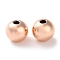Rack Plating Brass Beads, Long-Lasting Plated, Lead Free & Cadmium Free, Round, Rose Gold, 8x7mm, Hole: 2mm