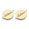 201 Stainless Steel Enamel Links connectors, Flat Round with Word, Black, Golden, 16x21x1mm, Hole: 1.4mm