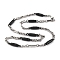 201 Stainless Steel Column Links Chain Necklace, with 304 Stainless Steel Clasps, Stainless Steel Color, Black, 23.39 inch(59.4cm), Link: 18x5.5x2.5mm and 26x6mm