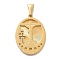 Easter Ion Plating(IP) 304 Stainless Steel Pendants, Oval with Crucifix Cross Charm, Real 14K Gold Plated, 35x25x3mm, Hole: 8x3.5mm