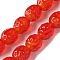 Handmade Lampwork Beads Strands, Round, Red, 10.5x10mm, Hole: 1.4mm, about 35pcs/strand, 10.91''(27.7cm)~14.96''(38cm)