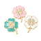 Brass Micro Pave Cubic Zirconia Pendants, with Enamel, Clover Charms, Mixed Color, 27x20x3mm, Hole: 1.4mm