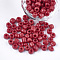 3/0 Glass Seed Beads, Opaque Colours, Round, Dark Red, 5~6x3~5mm, Hole: 1.2~2mm, about 2500pcs/bag