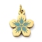 304 Stainless Steel Enamel Charms, with Jump Ring, Flower Charms, Ion Plating(IP), Real 18K Gold Plated, Light Blue, 12.5x11x1.5mm, Hole: 2.5mm