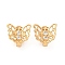 Brass Micro Pave Clear Cubic Zirconia Hook Clasps, Butterfly, Real 18K Gold Plated, 9x10x6mm, Hole: 1.6mm