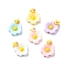 Macaron Color Opaque Resin Decoden Cabochons, Mixed Color, Flower, 13x11x5mm