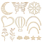 Unfinished Wood Chip Wall Decoration Set, Mixed Shapes, Blanched Almond, 88~162x51~200x2~2.5mm, 14pcs/set