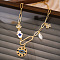 Rhinestone & Brass & Alloy & Iron Pendant Necklaces, Golden, Evil Eye, 17.72 inch(45cm)