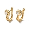 Brass Hoop Earrings, with Glass, Light Gold, 19.5x9.5mm