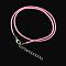 Waxed Cotton Cord Necklace Making, with Alloy Lobster Claw Clasps and Iron End Chains, Platinum, Pearl Pink, 17.4 inch(44cm)