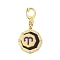 304 Stainless Steel Enamel Pendant Decoration, with Clear Cubic Zirconia, Octagon with Constellations, Golden, Aries, 35.5mm