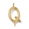 304 Stainless Steel Letter Connector Charms, Real 14K Gold Plated, Letter Q, 12x6x2mm, Hole: 1.2mm