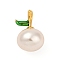 Plastic Pearl Pendants, with Brass & Enamel, Apple, Cadmium Free & Lead Free, Long-Lasting Plated, Rack Plating, Real 18K Gold Plated, 15.5x10mm, Hole: 4x2mm