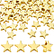 60Pcs Brass Beads, Star, Real 18K Gold Plated, 7x7.5x3mm, Hole: 1.6mm