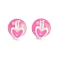 Transparent Glass Enamel Beads, Hand Drawn Beads, Round with Heart, Pearl Pink, 12.5mm, Hole: 1.8mm
