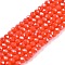 Electroplate Glass Beads Strands, Pearl Luster Plated, Faceted, Rondelle, Tomato, 2.9~3.3x2mm, Hole: 0.8mm, about 135~140pcs/strand, 32~34cm