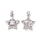 Rack Plating Brass Micro Pave Cubic Zirconia Charms, with Jump Ring, Long-Lasting Plated, Cadmium Free & Lead Free, Star Charm, Platinum, 14.5x12x4.3mm, Hole: 3mm
