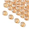 Electroplate Glass Beads, Flat Round with Letter, PeachPuff, Letter P, 9.5~10x4~5mm, Hole: 1mm, about 30pcs/set