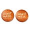 Wood Pendants, Flat Round with Word HAND MADE Charms, Chocolate, 39.5~40.5x5~5.5mm, Hole: 1.4mm