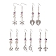 Alloy Charm with Natural Mixed Gemstone Chips Dangle Earrings EJEW-JE05225-1