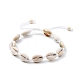 Bracelet de cheville en perles tressées en coquillage naturel avec perles turquoise synthétiques AJEW-AN00561-03-1