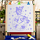 ペットのプラスチック製の描画絵画ステンシルテンプレート  正方形  ホワイト  天使と妖精の模様  30x30cm DIY-WH0244-111-5