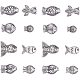 Estilo tibetano cuentas de peces de aleación de zinc TIBEB-PH0004-65AS-1