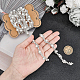 Benecreat2yards手作りの鉄メッシュチェーン  模造真珠ビーズ  溶接されていない  カード用紙付き  銀  11x7.5mm AJEW-BC0001-87-3