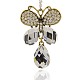 Antique Golden Alloy Rhinestone Butterfly Necklace Big Pendants PALLOY-J209-01AG-1