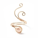 Anillos de brazalete de perlas naturales de agua dulce envueltos en alambre de cobre para mujer RJEW-JR00553-01-4