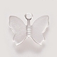 真鍮製透かしペンダント  蝶のチャーム  銀色のメッキ  11x13.5x3mm  穴：1.5mm KK-G368-07S-2