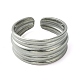304 anello per polsino aperto scanalato in acciaio inossidabile RJEW-L110-007P-2