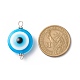 Transparent Evil Eye Resin Connector Charms PALLOY-JF01848-02-3