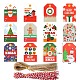 クリスマステーマ紙タグ  コットンロープ＆ヘンプロープ付き  ギフトタグはラベルを掛けます  クリスマスに飾る  ミックスカラー  パペサイザー：20x18.5cm CDIS-H003-05-1