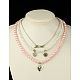 Glass Pearl Jewelry Sets for Valentine's Day: Necklaces & Stretchy Bracelets & Earrings SJEW-JS00425-04-4