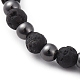 Braccialetti elasticizzati con perle di roccia lavica naturale BJEW-JB04802-5