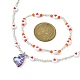 Bracciale elasticizzato e collana con ciondolo con perline a forma di cuore in acrilico e vetro SJEW-JS01282-3