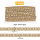 ウェーブポリエステル刺繍レースリボン  スパンコール付きスパークルレーストリム  洋服アクセサリーデコレーション  ゴールド  3/4インチ（18mm）  約14.22ヤード（13m）/カード OCOR-WH0078-33-2