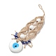 Flat Round with Evil Eye Glass Pendant Decorations EVIL-PW0002-18A-01-1